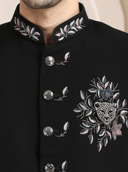 Black Embroidered Jodhpuri Suit | TULA