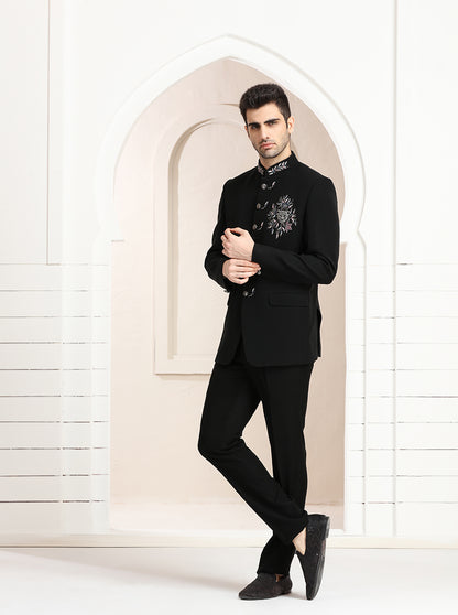 Black Embroidered Jodhpuri Suit | TULA