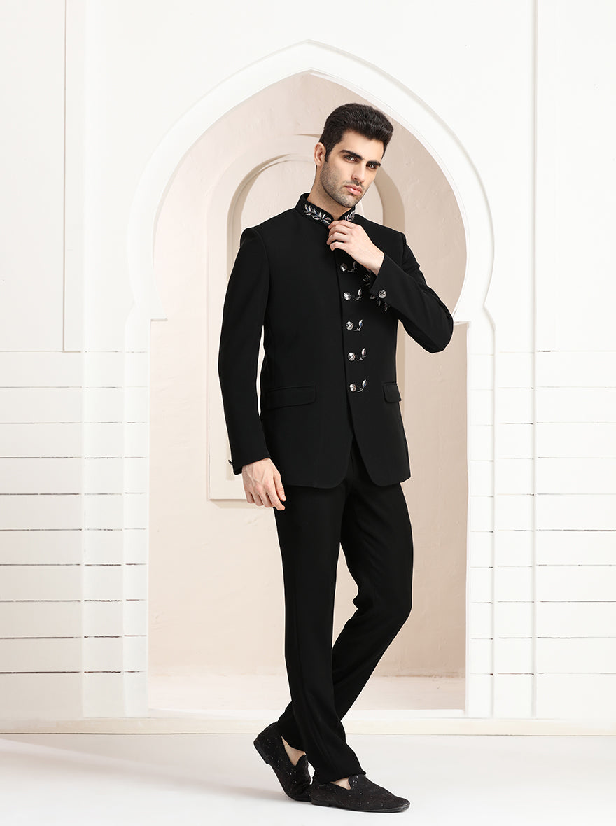 Black Embroidered Jodhpuri Suit | TULA