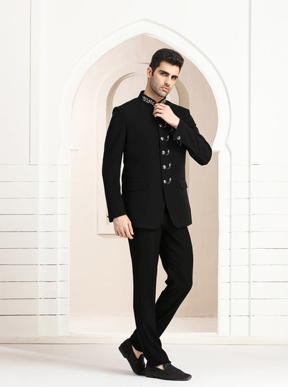 Black Embroidered Jodhpuri Suit | TULA