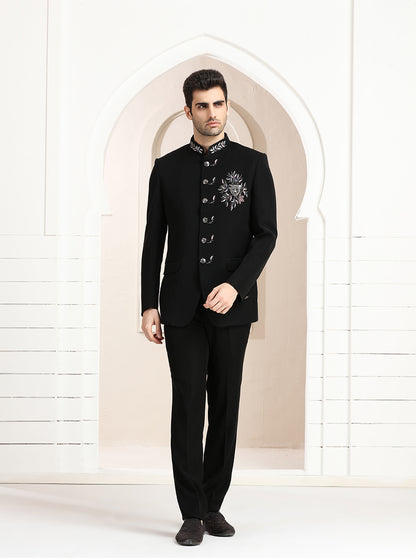 Black Embroidered Jodhpuri Suit | TULA