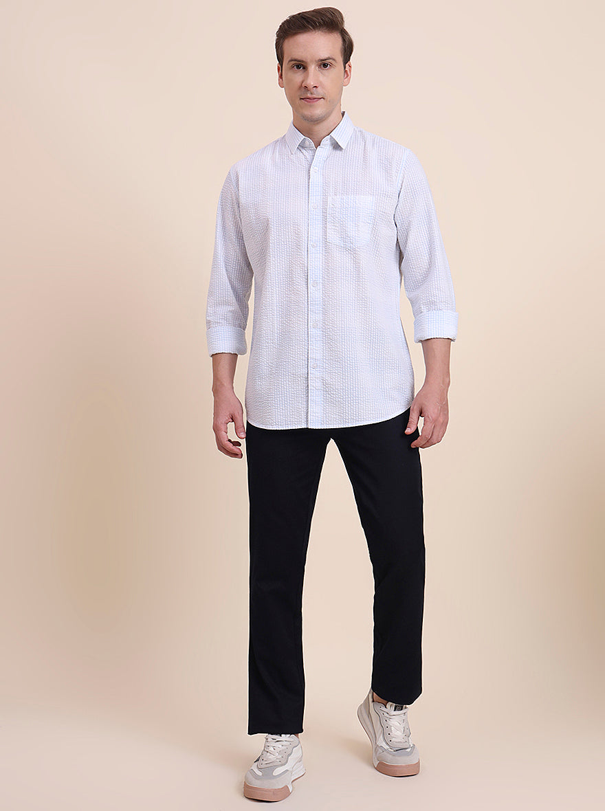 Blue Checked Slim Fit Casual Shirt | JadeBlue