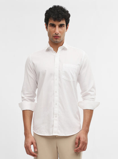 White Solid Smart Fit Semi Casual Shirt | JadeBlue