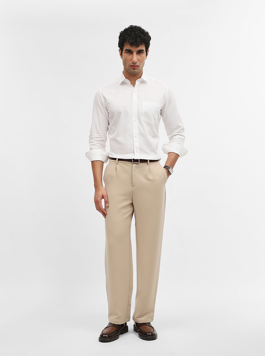 White Solid Smart Fit Semi Casual Shirt | JadeBlue