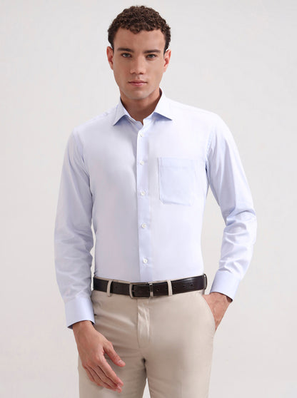 Sky Blue Solid Slim Fit Formal Shirt | JadeBlue Super Luxe