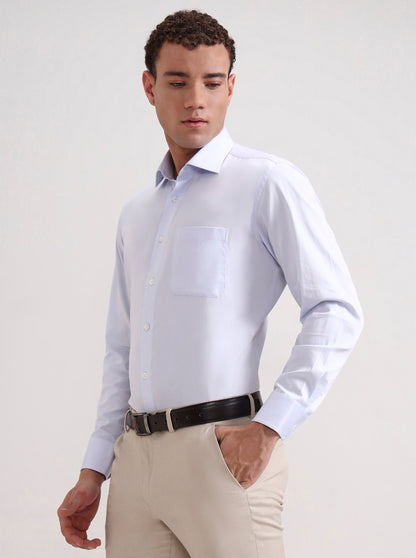 Sky Blue Solid Slim Fit Formal Shirt | JadeBlue Super Luxe