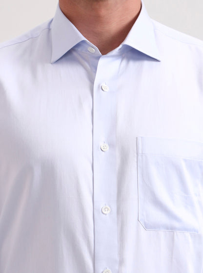 Sky Blue Solid Slim Fit Formal Shirt | JadeBlue Super Luxe