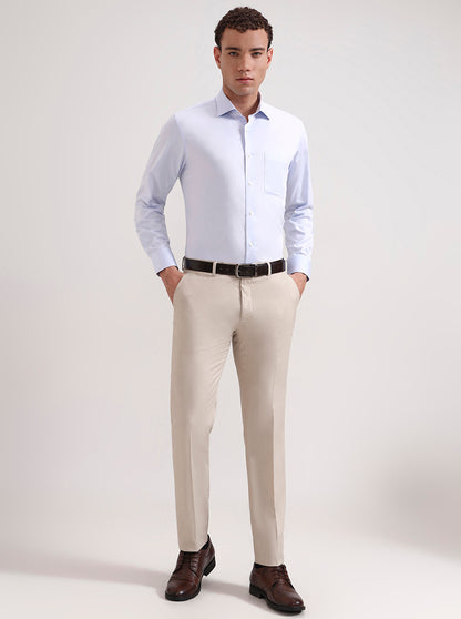 Sky Blue Solid Slim Fit Formal Shirt | JadeBlue Super Luxe