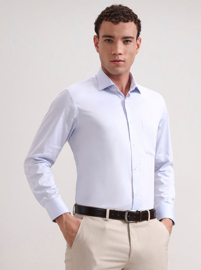 Sky Blue Solid Slim Fit Formal Shirt | JadeBlue Super Luxe