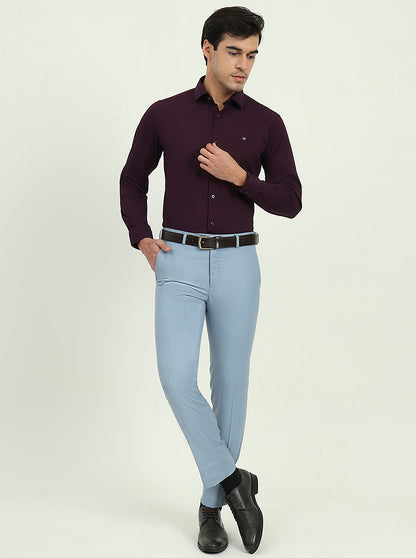 Wine Solid Slim Fit Party Wear Shirt | Greenfibre