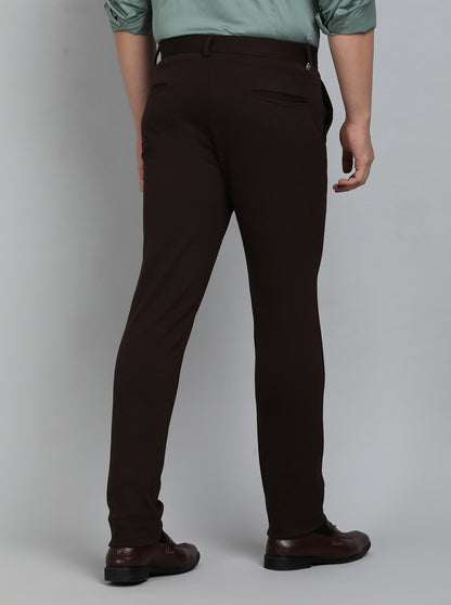 Coffee Brown Solid Slim Fit Club Wear Trouser | JB Studio