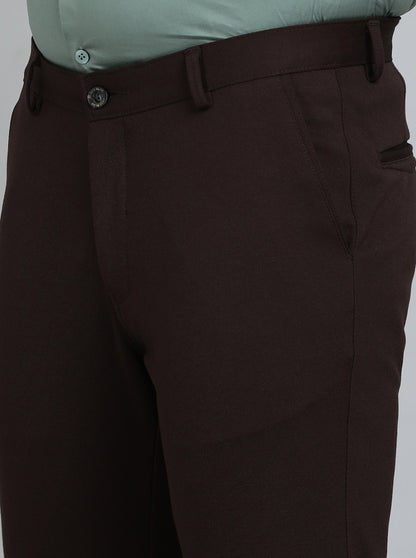Coffee Brown Solid Slim Fit Club Wear Trouser | JB Studio