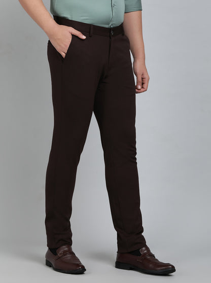 Coffee Brown Solid Slim Fit Club Wear Trouser | JB Studio