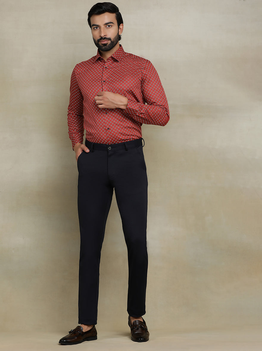 Navy Blue Solid Slim fit Club Wear Trouser | JB Studio