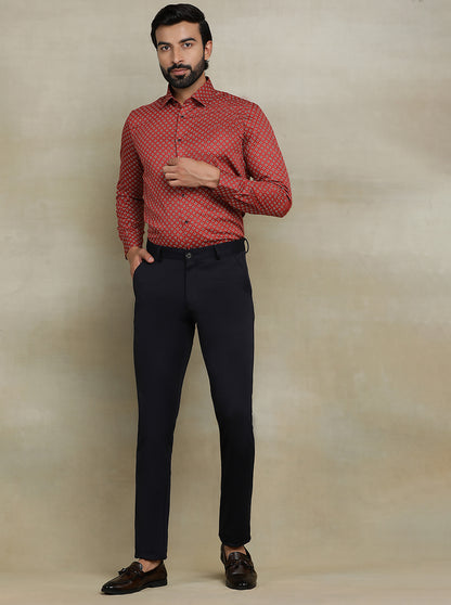 Navy Blue Solid Slim fit Club Wear Trouser | JB Studio