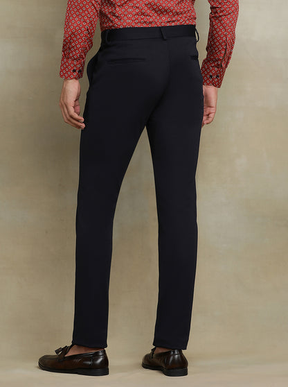 Navy Blue Solid Slim fit Club Wear Trouser | JB Studio