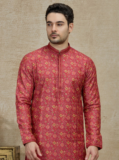 Rani Pink Printed Kurta Pajama | Virasana