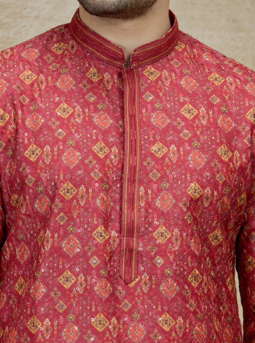 Rani Pink Printed Kurta Pajama | Virasana