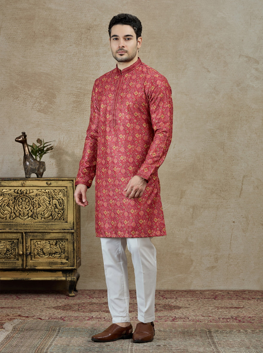 Rani Pink Printed Kurta Pajama | Virasana
