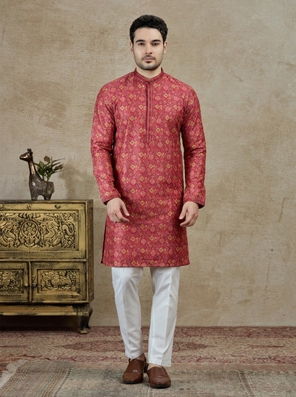 Rani Pink Printed Kurta Pajama | Virasana
