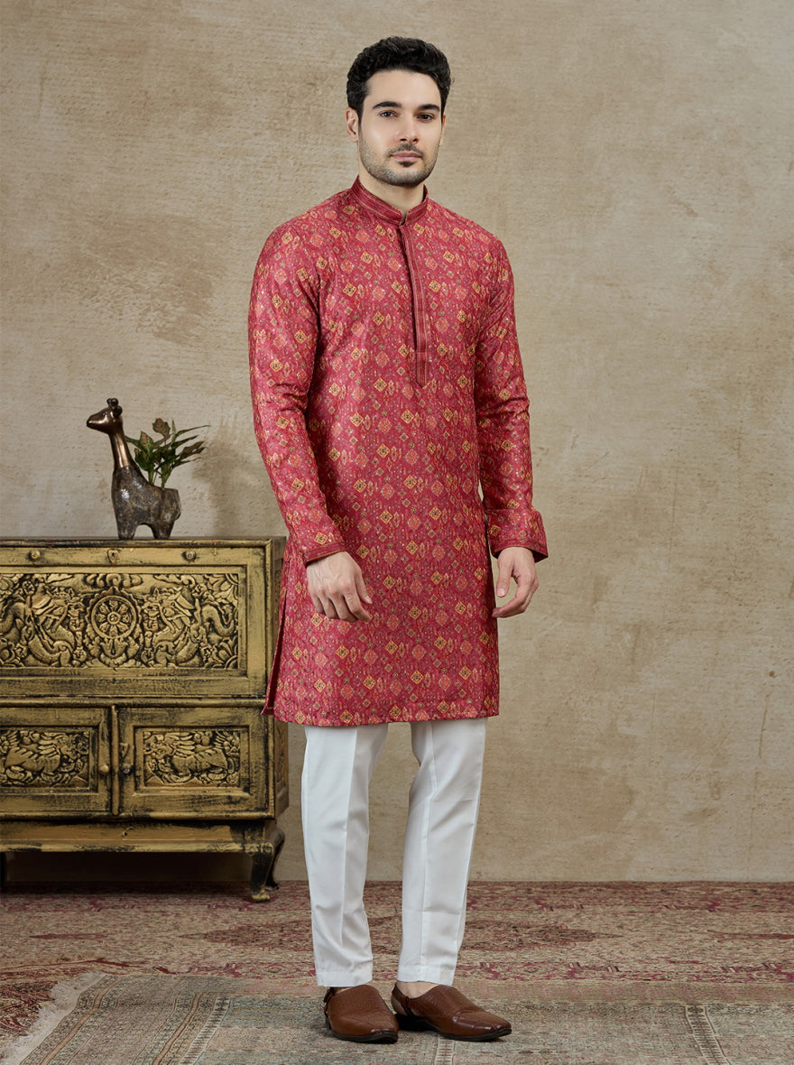 Rani Pink Printed Kurta Pajama | Virasana