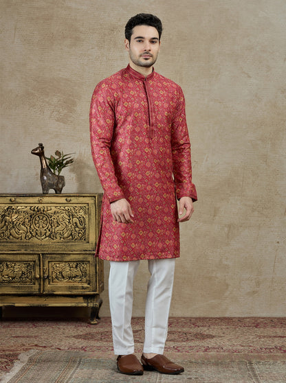 Rani Pink Printed Kurta Pajama | Virasana