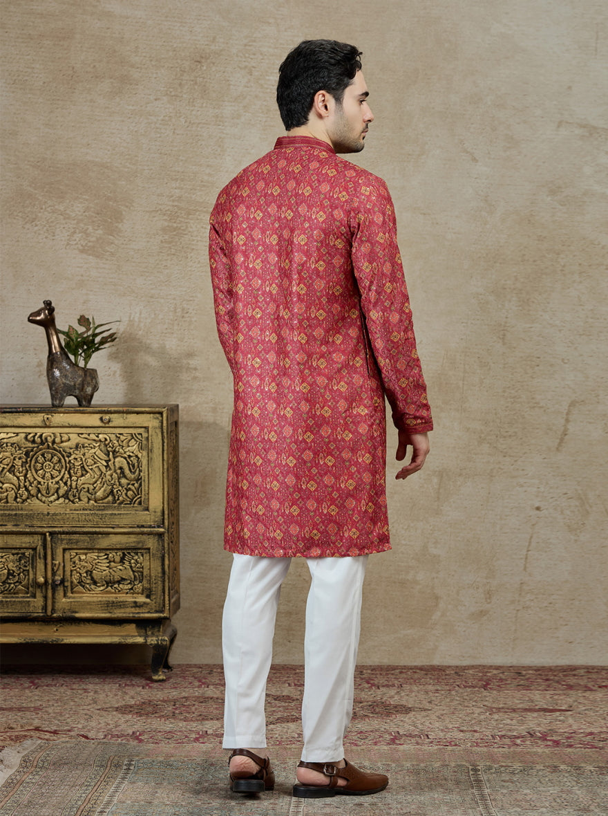 Rani Pink Printed Kurta Pajama | Virasana