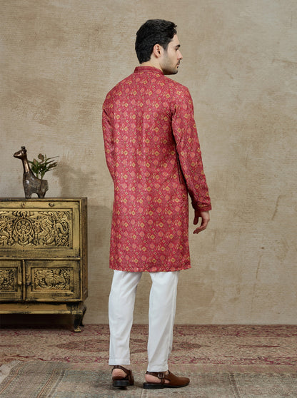 Rani Pink Printed Kurta Pajama | Virasana