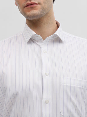 Blue & White Striped Regular Fit Formal Shirt | Greenfibre