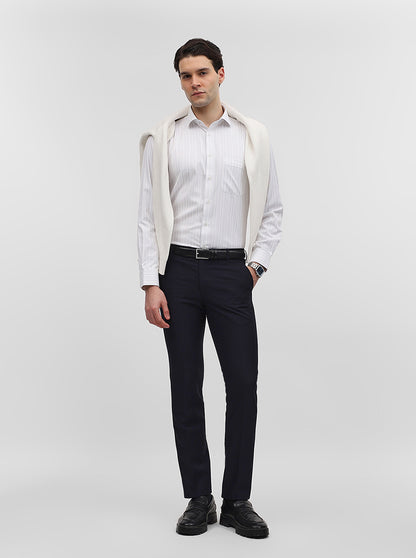 Blue & White Striped Regular Fit Formal Shirt | Greenfibre