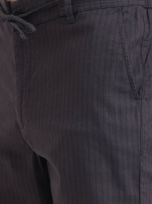 Dark Grey Striped Regular Fit Track Pant | JadeBlue