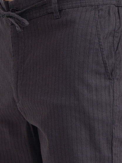 Dark Grey Striped Regular Fit Track Pant | JadeBlue