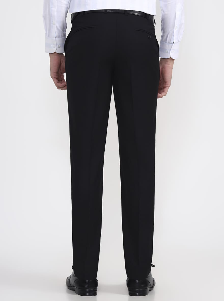 Black Solid Regular Fit Formal Trouser | JadeBlue