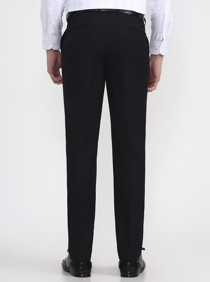 Black Solid Regular Fit Formal Trouser | JadeBlue
