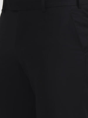 Black Solid Regular Fit Formal Trouser | JadeBlue