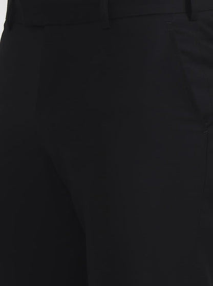 Black Solid Regular Fit Formal Trouser | JadeBlue