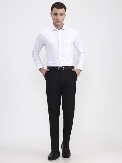 Black Solid Regular Fit Formal Trouser | JadeBlue