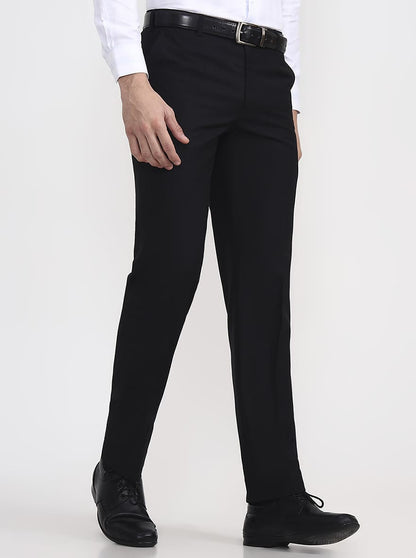 Black Solid Regular Fit Formal Trouser | JadeBlue