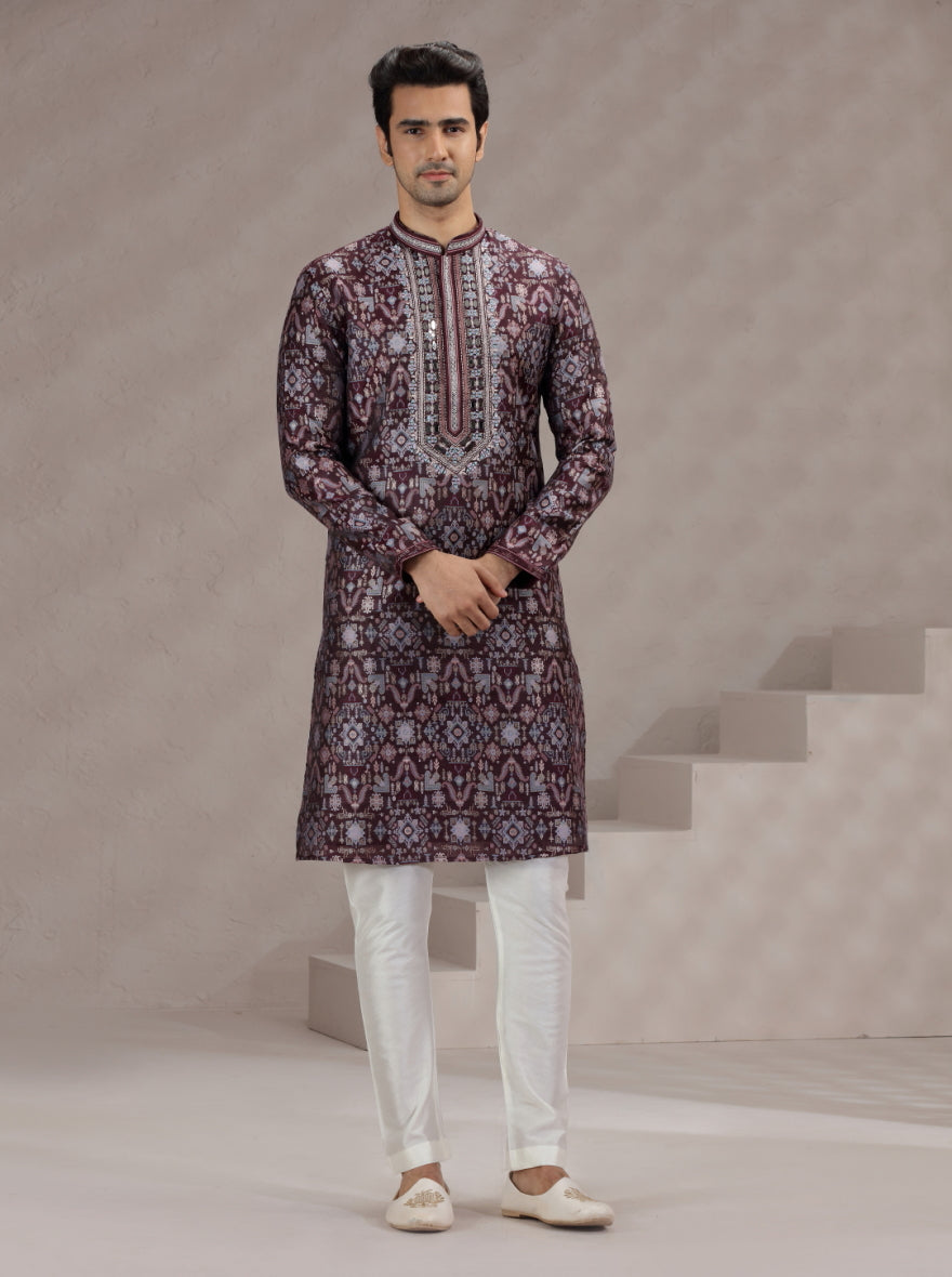 Maroon Printed Kurta Pajama | TULA