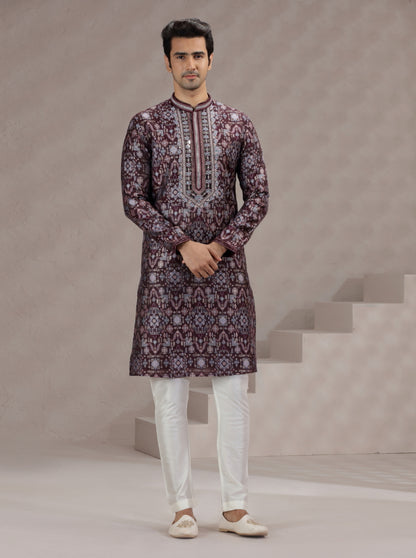 Maroon Printed Kurta Pajama | TULA