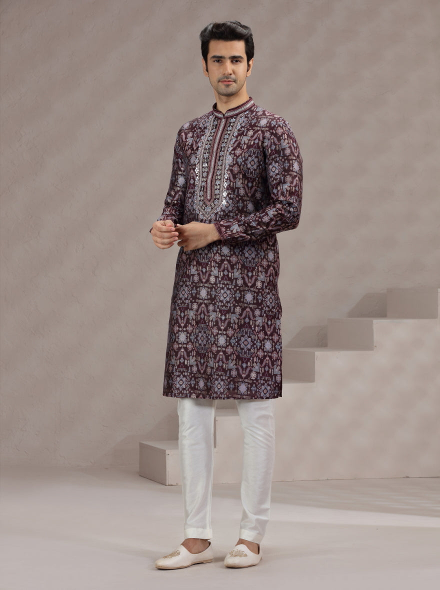 Maroon Printed Kurta Pajama | TULA