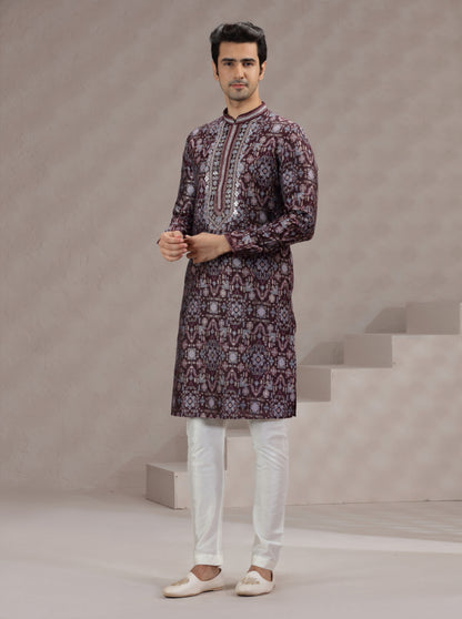 Maroon Printed Kurta Pajama | TULA