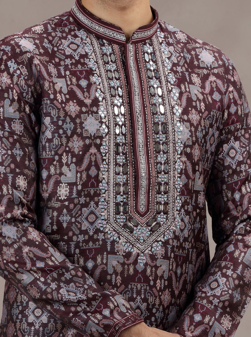 Maroon Printed Kurta Pajama | TULA