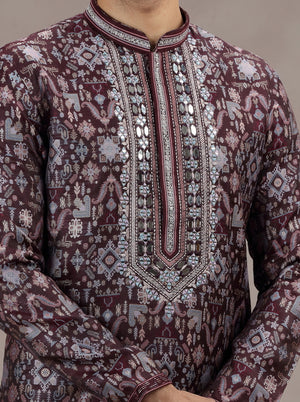 Maroon Printed Kurta Pajama | TULA