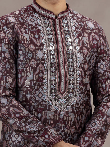 Maroon Printed Kurta Pajama | TULA