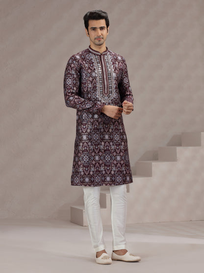 Maroon Printed Kurta Pajama | TULA