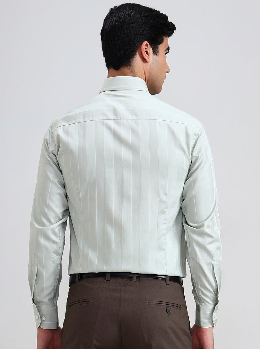 Pista White Striped Slim Fit Formal Shirt | Metal