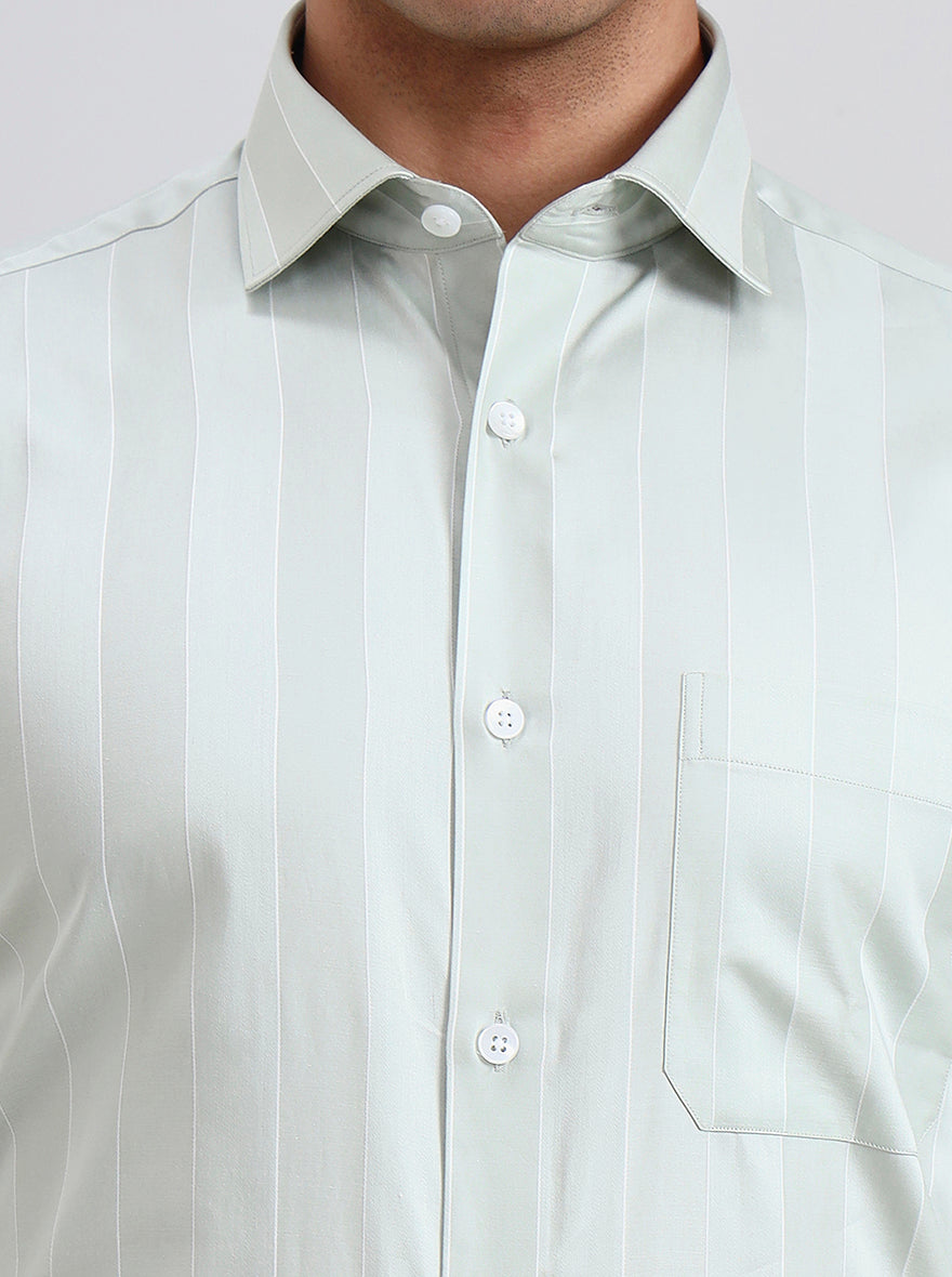 Pista White Striped Slim Fit Formal Shirt | Metal