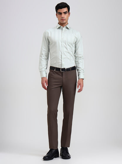 Pista White Striped Slim Fit Formal Shirt | Metal