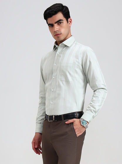 Pista White Striped Slim Fit Formal Shirt | Metal